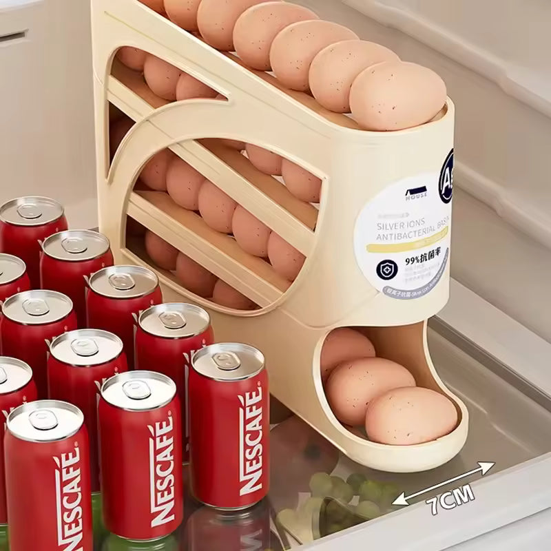 4-Tier Rolling Egg Dispenser for Fridge Storage