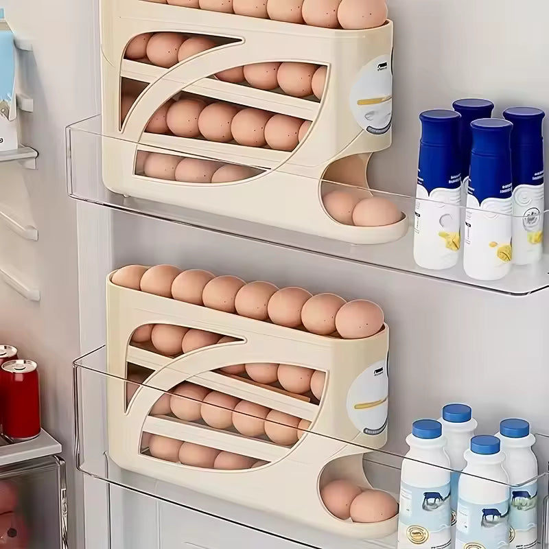 4-Tier Rolling Egg Dispenser for Fridge Storage
