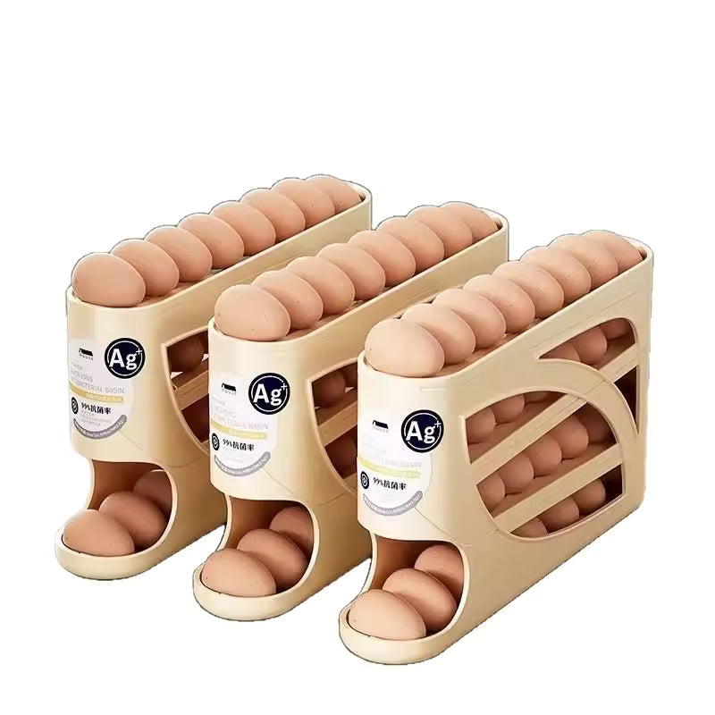 4-Tier Rolling Egg Dispenser for Fridge Storage