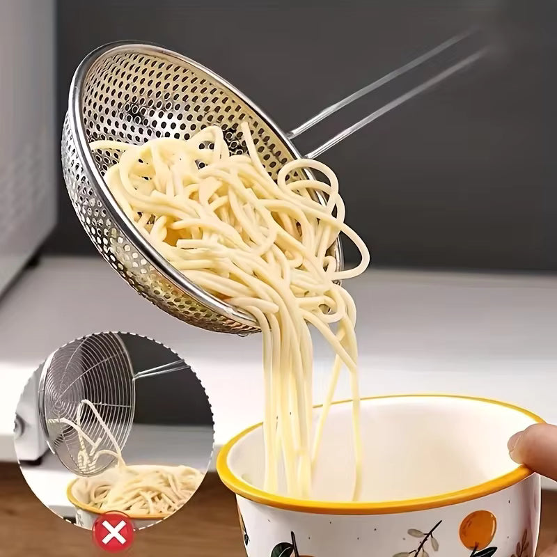 Stainless Steel Colander Skimmer with Wooden Handle