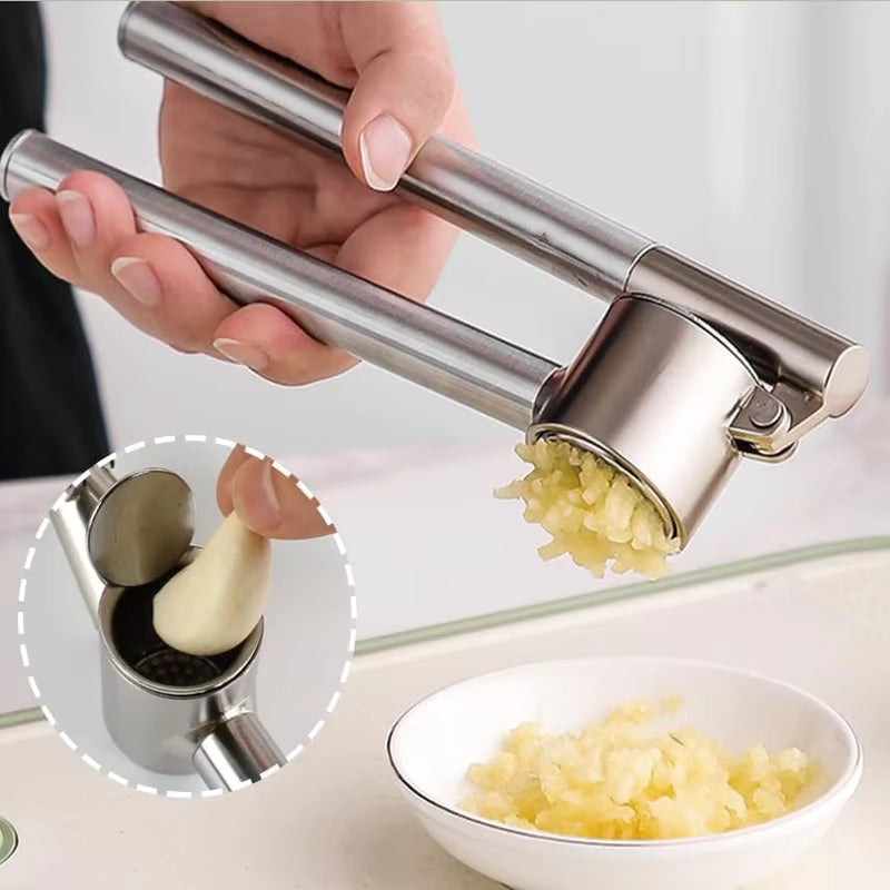 Stainless Steel Garlic Press – Manual Garlic Crusher
