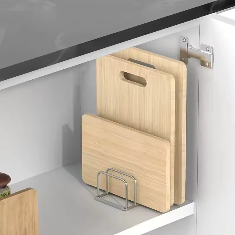 Wooden Pot Lid & Cutting Board Organizer Rack