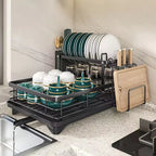 2-Tier Expandable Dish Drying Rack with Drainboard