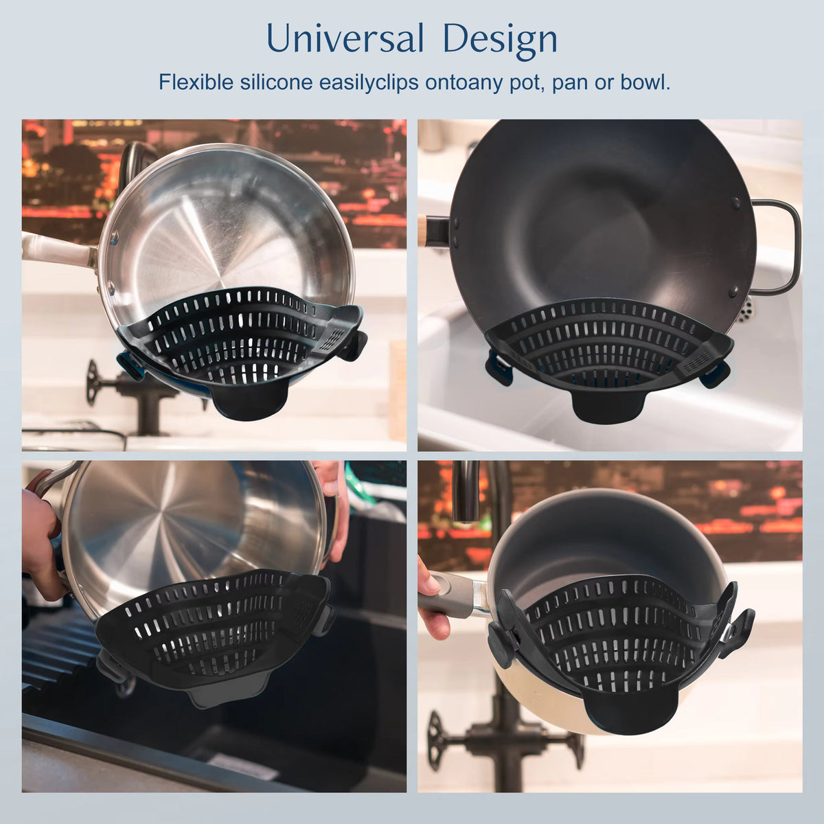 Adjustable Silicone Clip-On Pot Strainer
