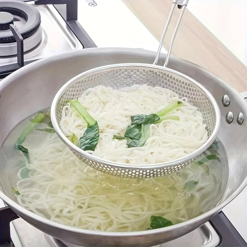 Stainless Steel Colander Skimmer with Wooden Handle