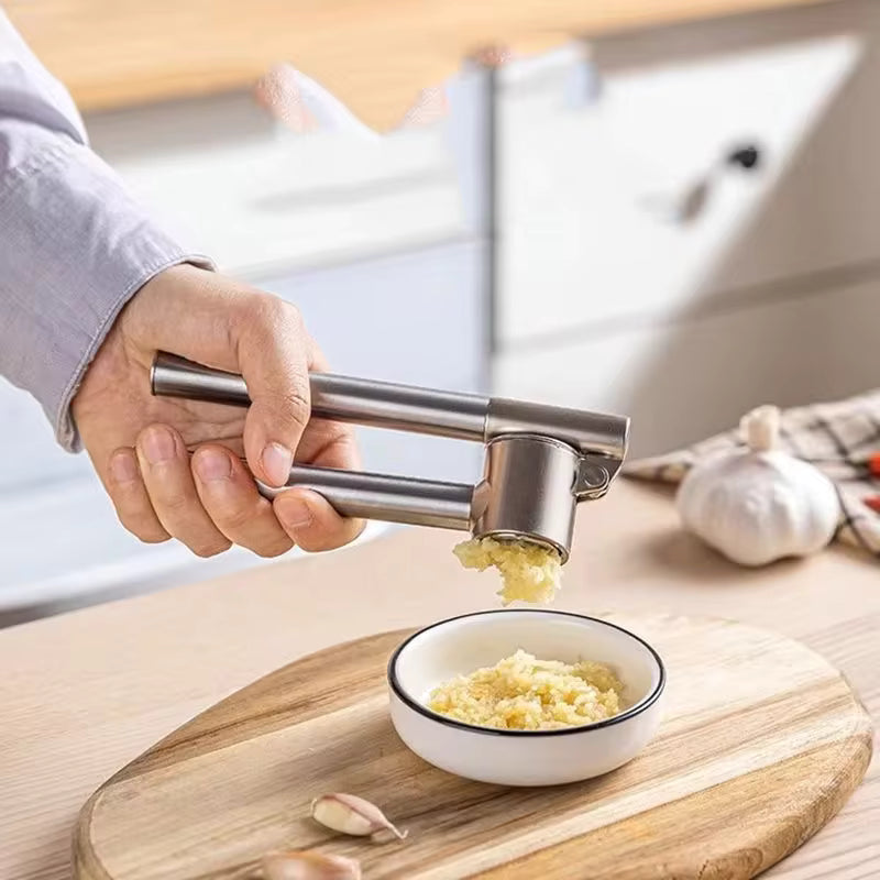 Stainless Steel Garlic Press – Manual Garlic Crusher