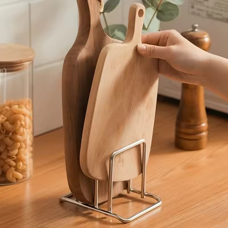 Wooden Pot Lid & Cutting Board Organizer Rack