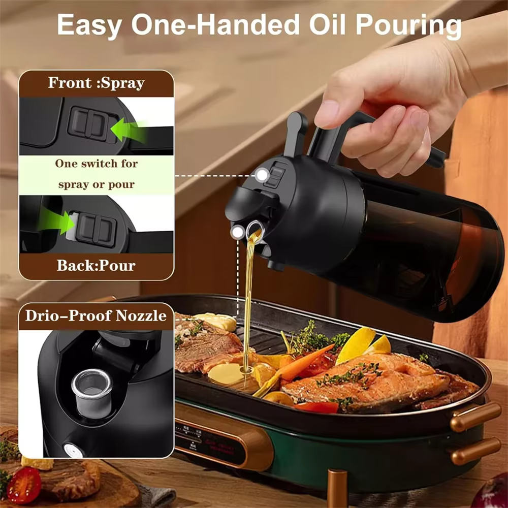 2-in-1 Glass Oil Sprayer &amp; Dispenser (16oz)