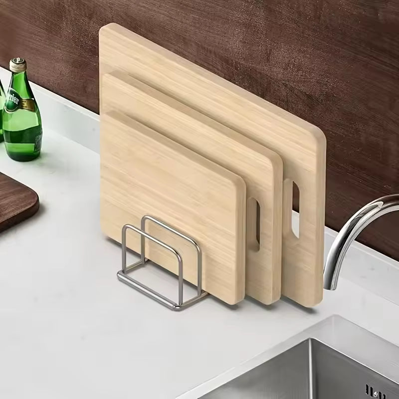 Wooden Pot Lid & Cutting Board Organizer Rack