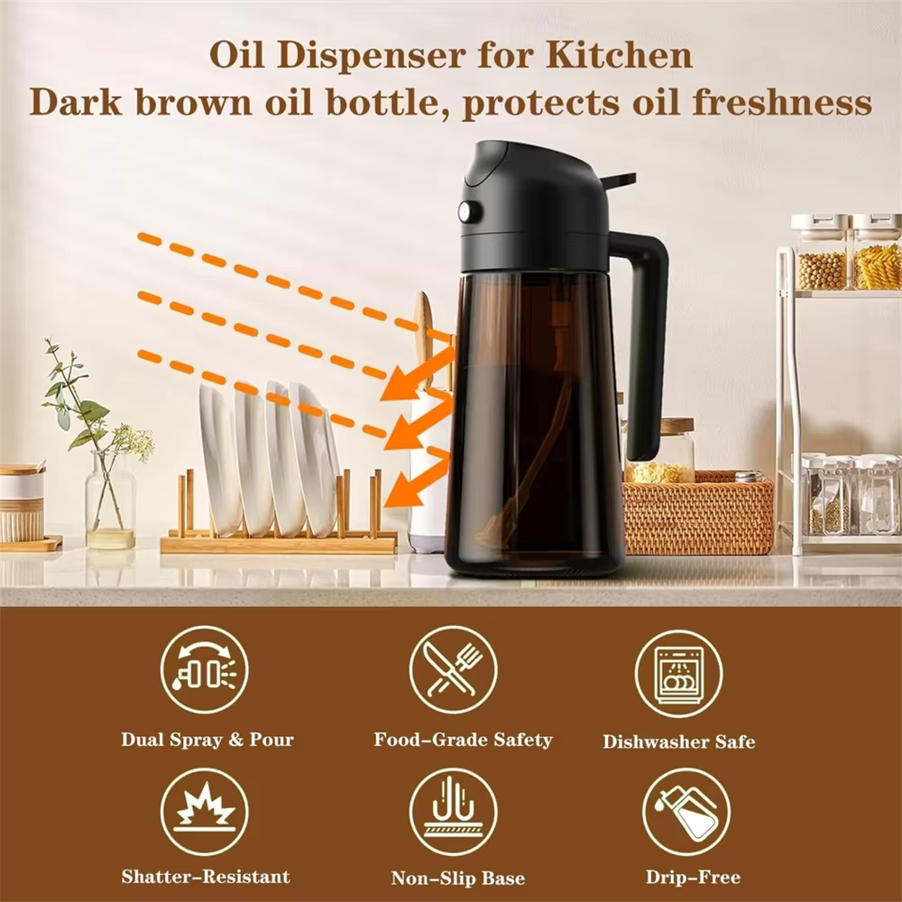 2-in-1 Glass Oil Sprayer &amp; Dispenser (16oz)