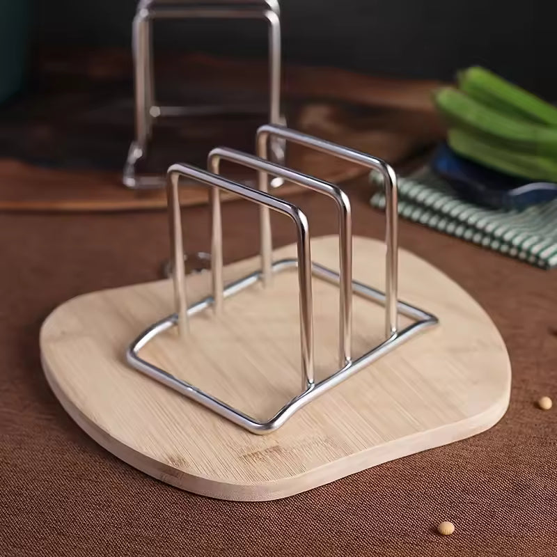 Wooden Pot Lid & Cutting Board Organizer Rack