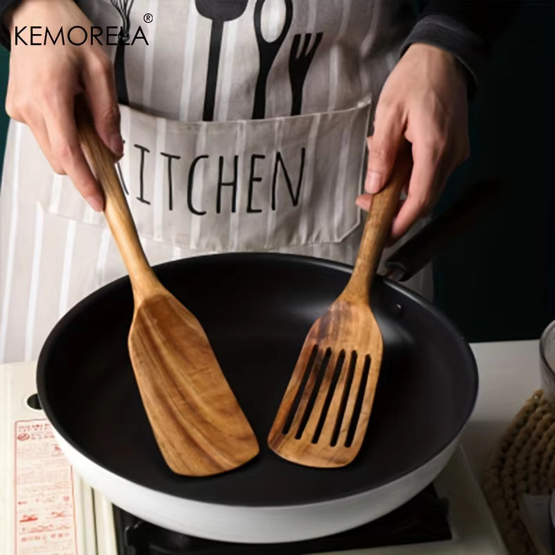 2-Piece Wooden Japanese Cooking Spatula Set