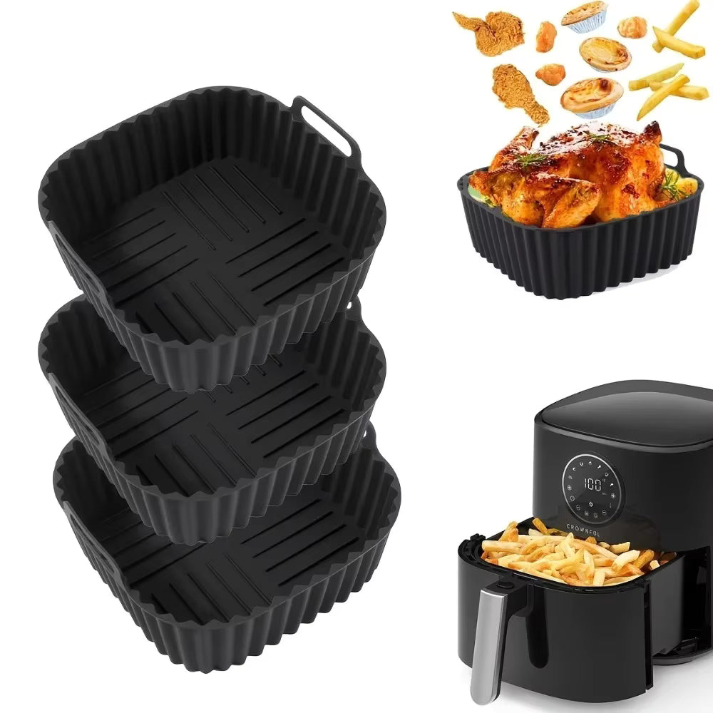 Reusable Silicone Air Fryer Liners – Non-Stick Square Mats