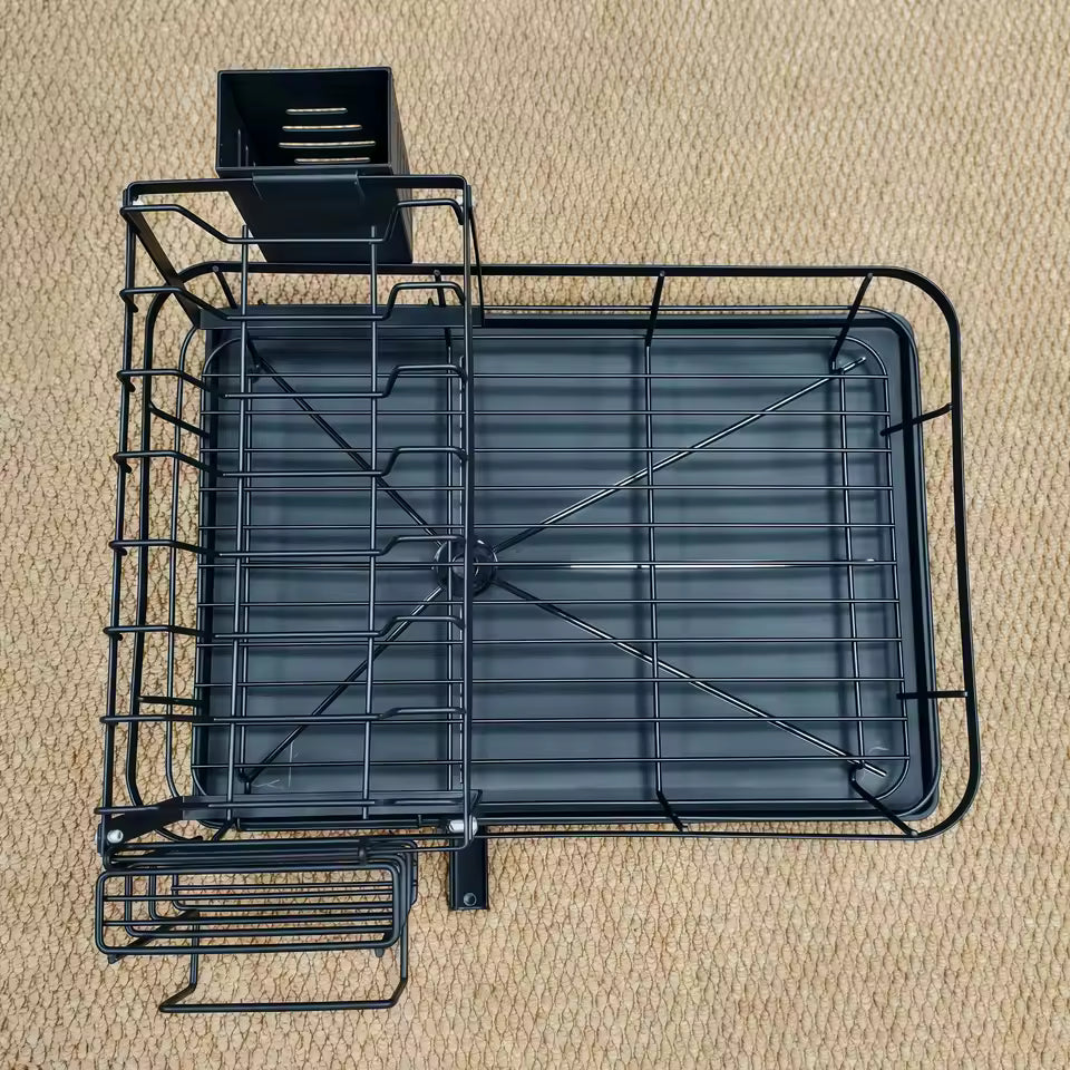 2-Tier Expandable Dish Drying Rack with Drainboard