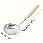 Stainless Steel Colander Skimmer with Wooden Handle